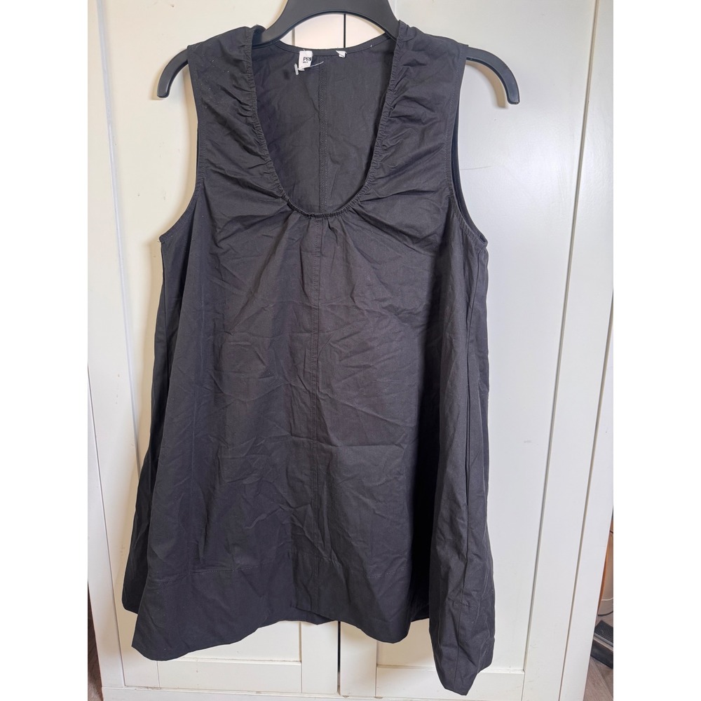 Princess Polly Black Eberta Cotton Ruched Scoop Neck Sleeveless Mini Dress 2 - Picture 2 of 6